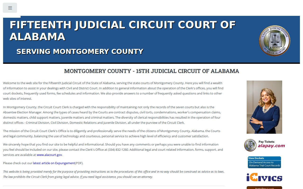 Montgomery resident lookup at the Circuit and District Court clerk