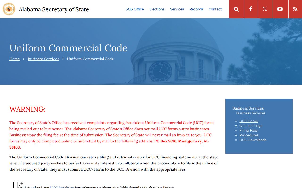 Montgomery resident lookup using the Alabama UCC debtor search